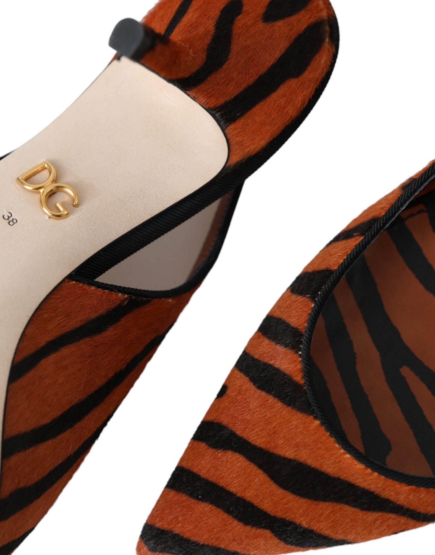 Dolce & Gabbana Sorte Orange Zebra Læder Slingbacks Sko