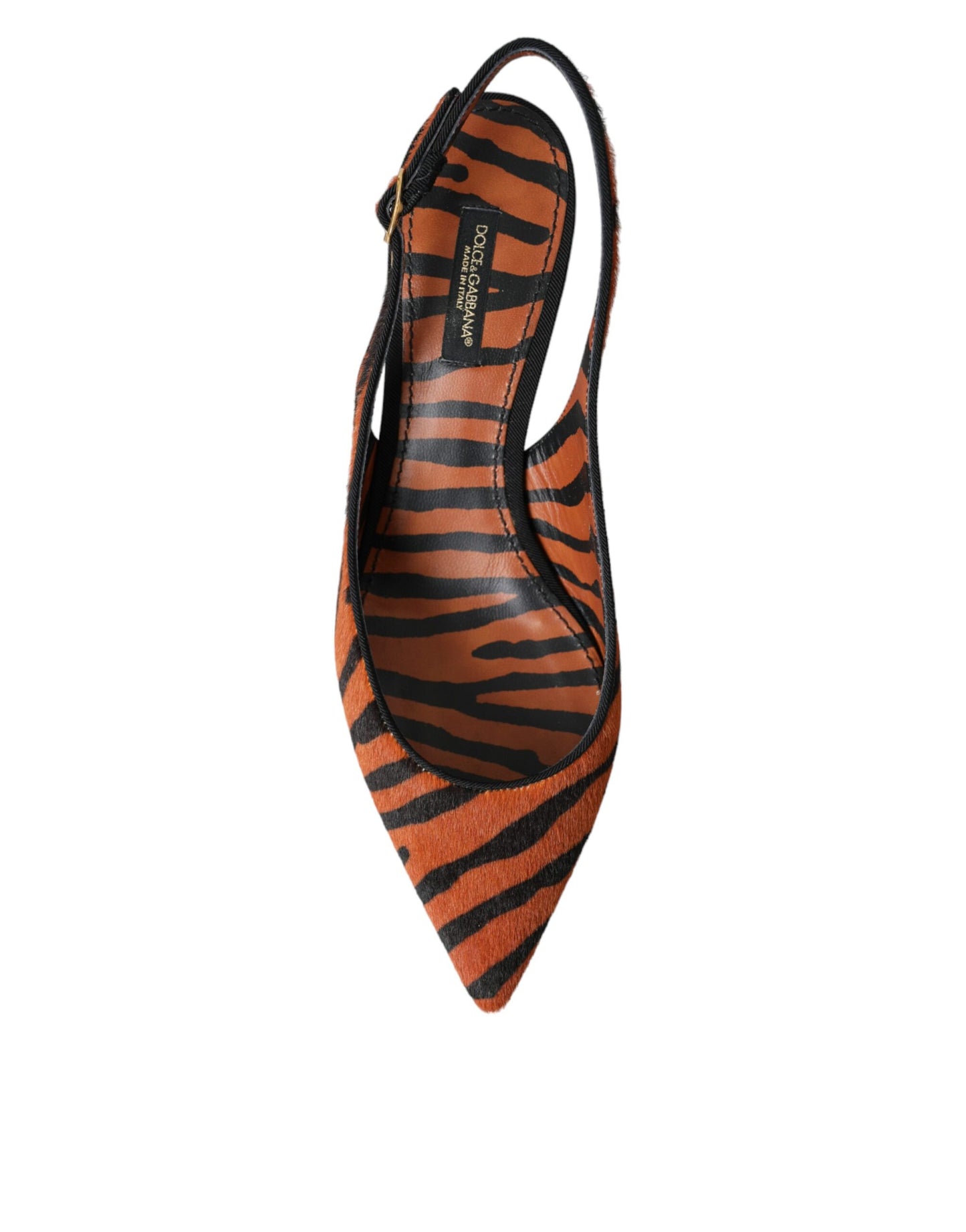 Dolce & Gabbana Sorte Orange Zebra Læder Slingbacks Sko