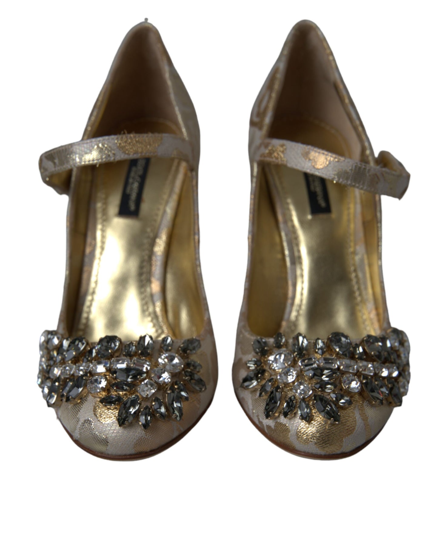 Dolce & Gabbana Guld Jacquard Krystal Mary Janes Pumps Sko