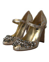 Dolce & Gabbana Guld Jacquard Krystal Mary Janes Pumps Sko