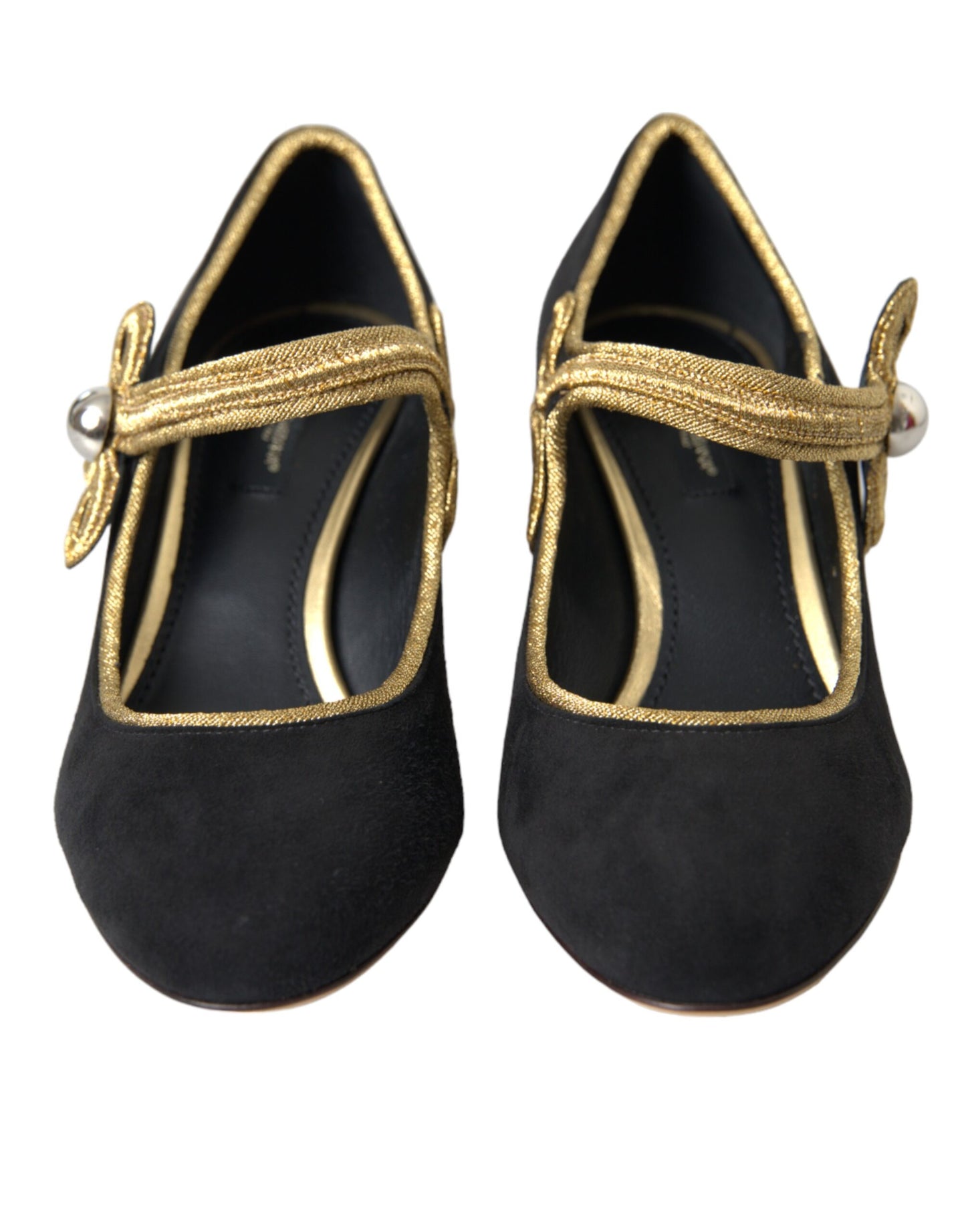 Dolce & Gabbana Sorte Ruskind Guld Mary Janes Hæle Pumps Sko