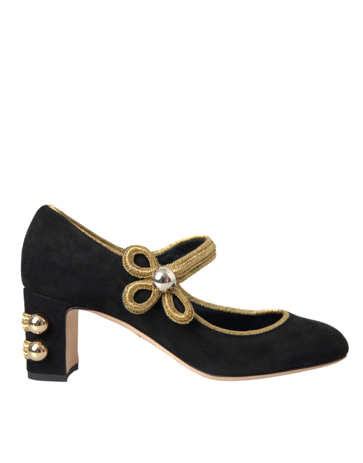 Dolce & Gabbana Sorte Ruskind Guld Mary Janes Hæle Pumps Sko