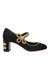 Dolce & Gabbana Sorte Ruskind Guld Mary Janes Hæle Pumps Sko