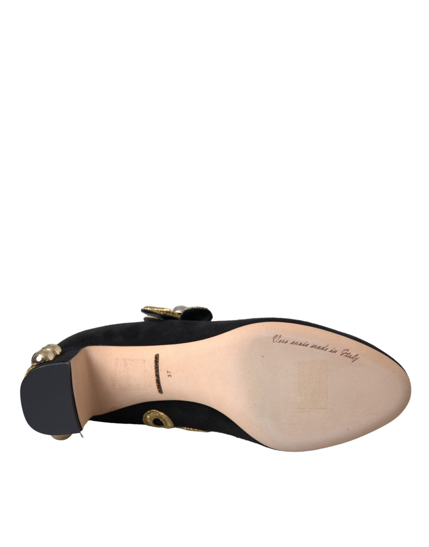 Dolce & Gabbana Sorte Ruskind Guld Mary Janes Hæle Pumps Sko