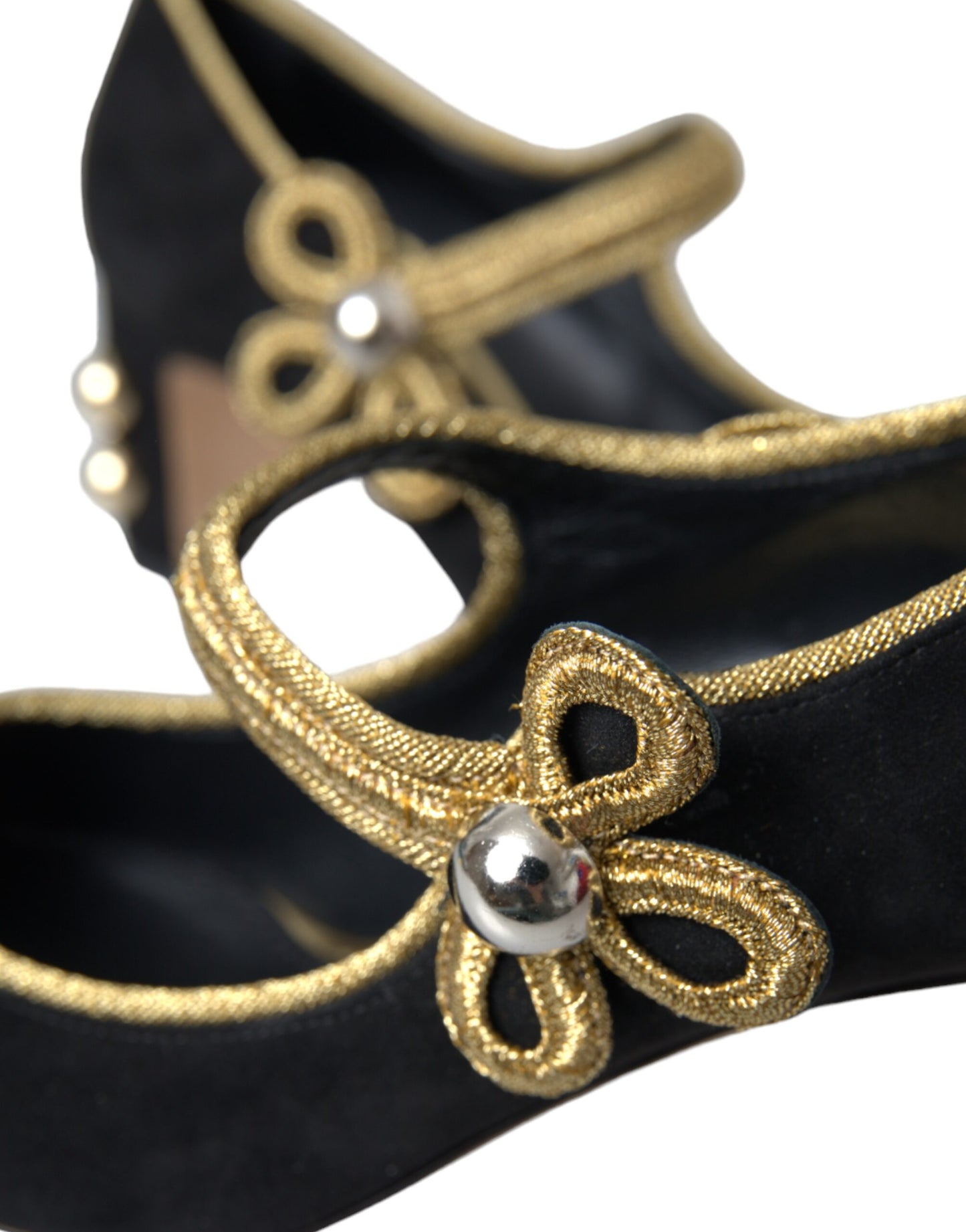 Dolce & Gabbana Sorte Ruskind Guld Mary Janes Hæle Pumps Sko