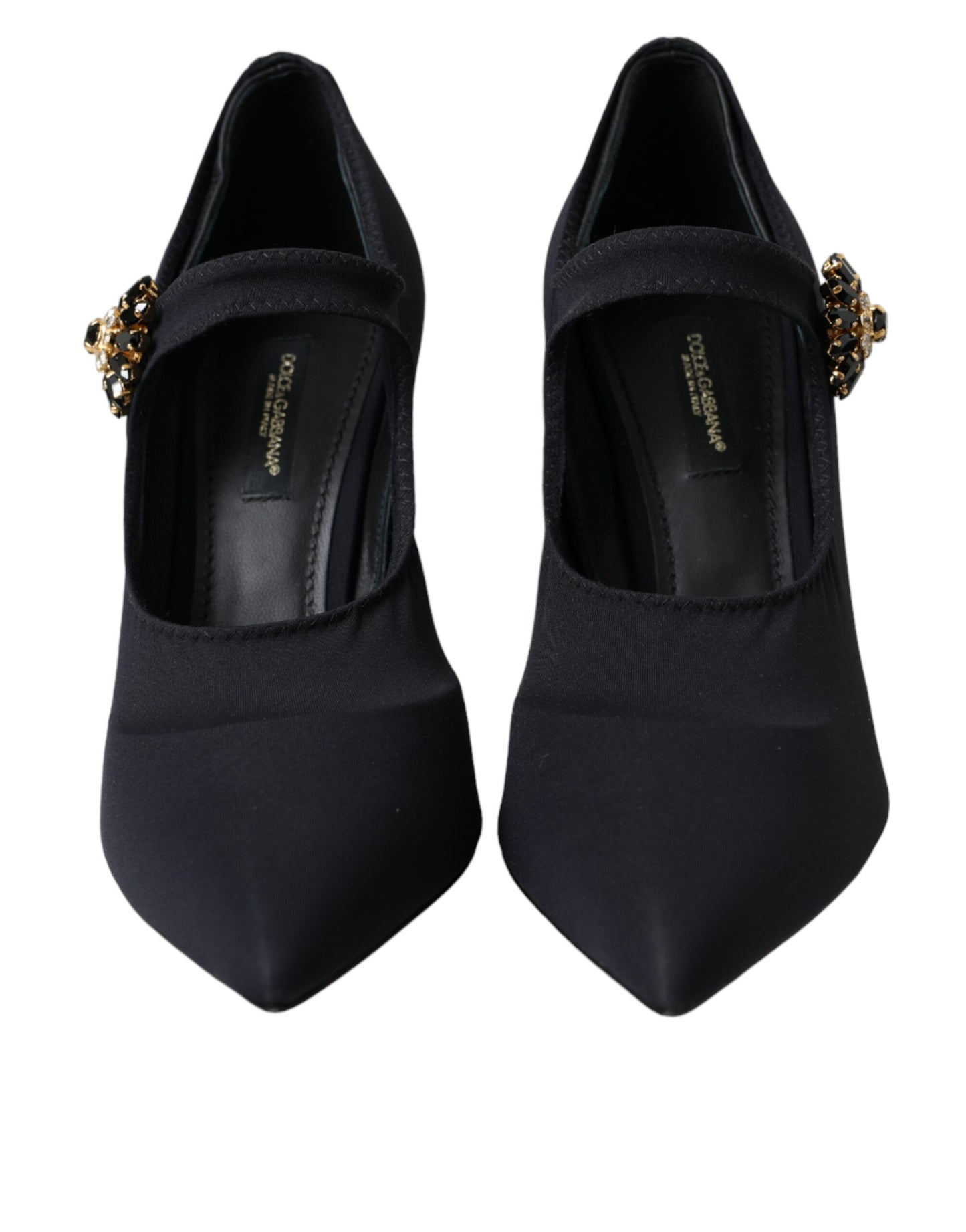 Dolce & Gabbana Sorte Mary Jane Jersey Krystal Pumps Sko