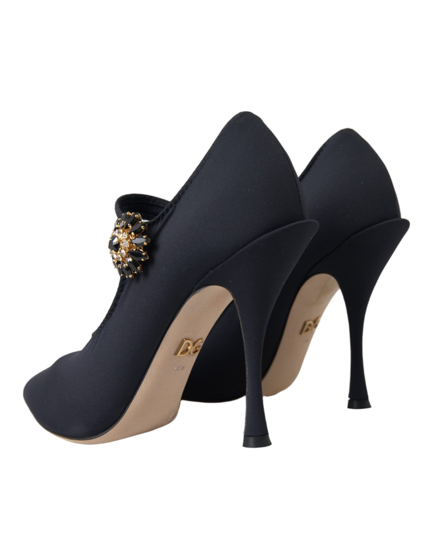 Dolce & Gabbana Sorte Mary Jane Jersey Krystal Pumps Sko