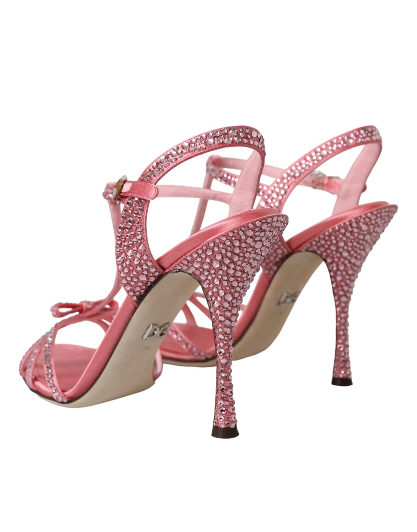 Dolce & Gabbana Pink Strass Ankelrem Sandaler Sko