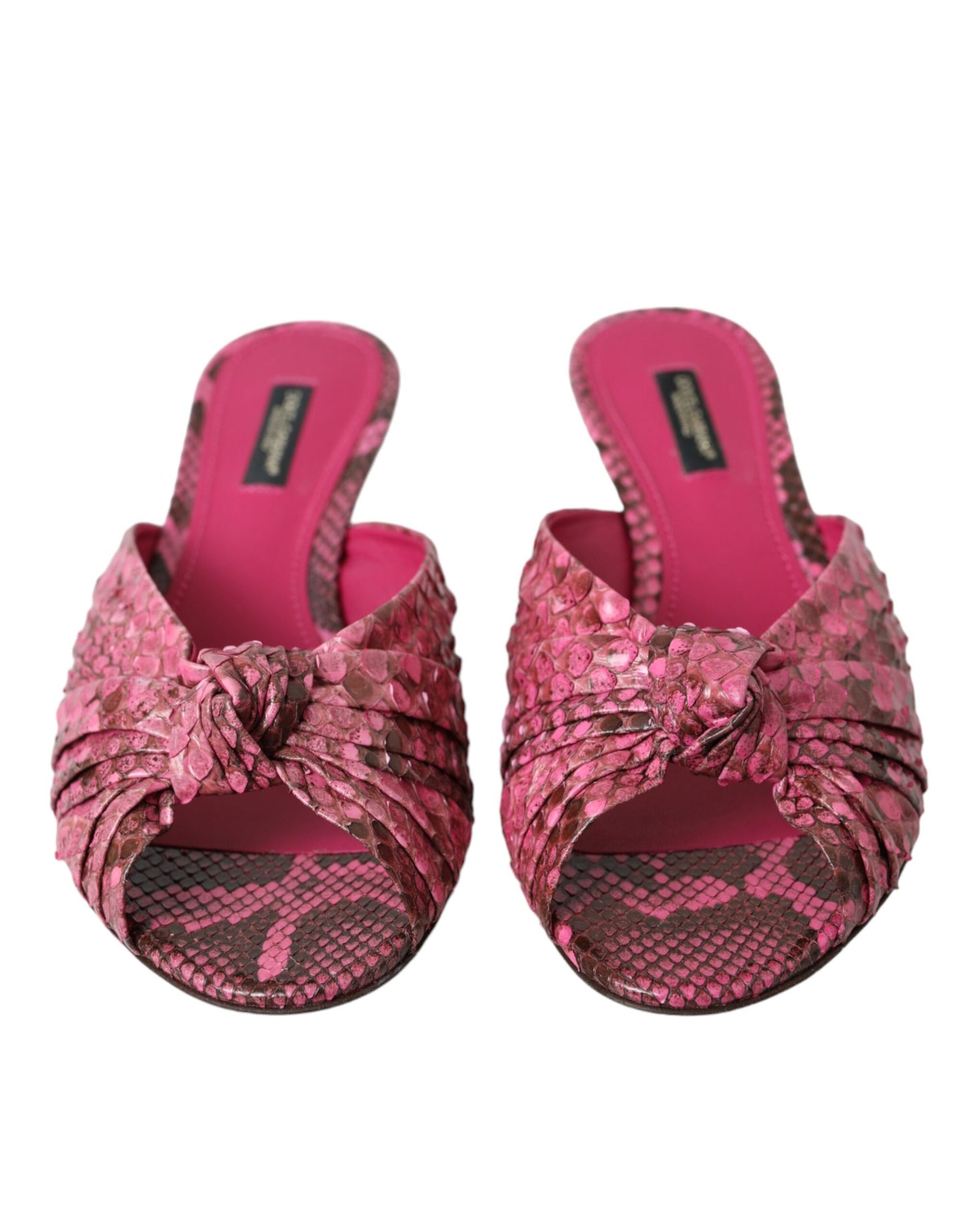 Dolce & Gabbana Pink Eksotisk Læder Kitten Heels Slides