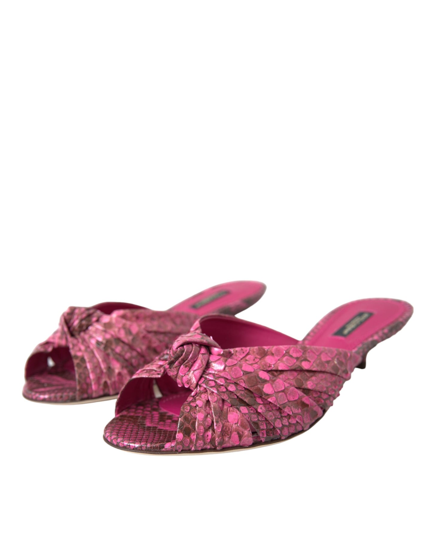 Dolce & Gabbana Pink Eksotisk Læder Kitten Heels Slides
