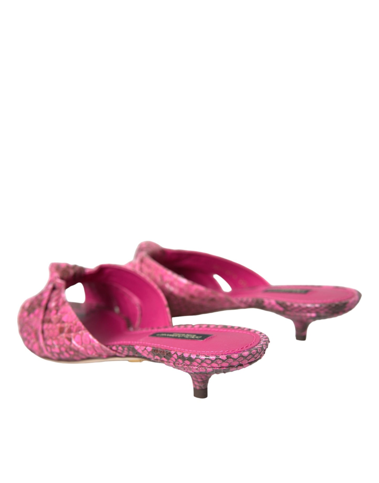 Dolce & Gabbana Pink Eksotisk Læder Kitten Heels Slides