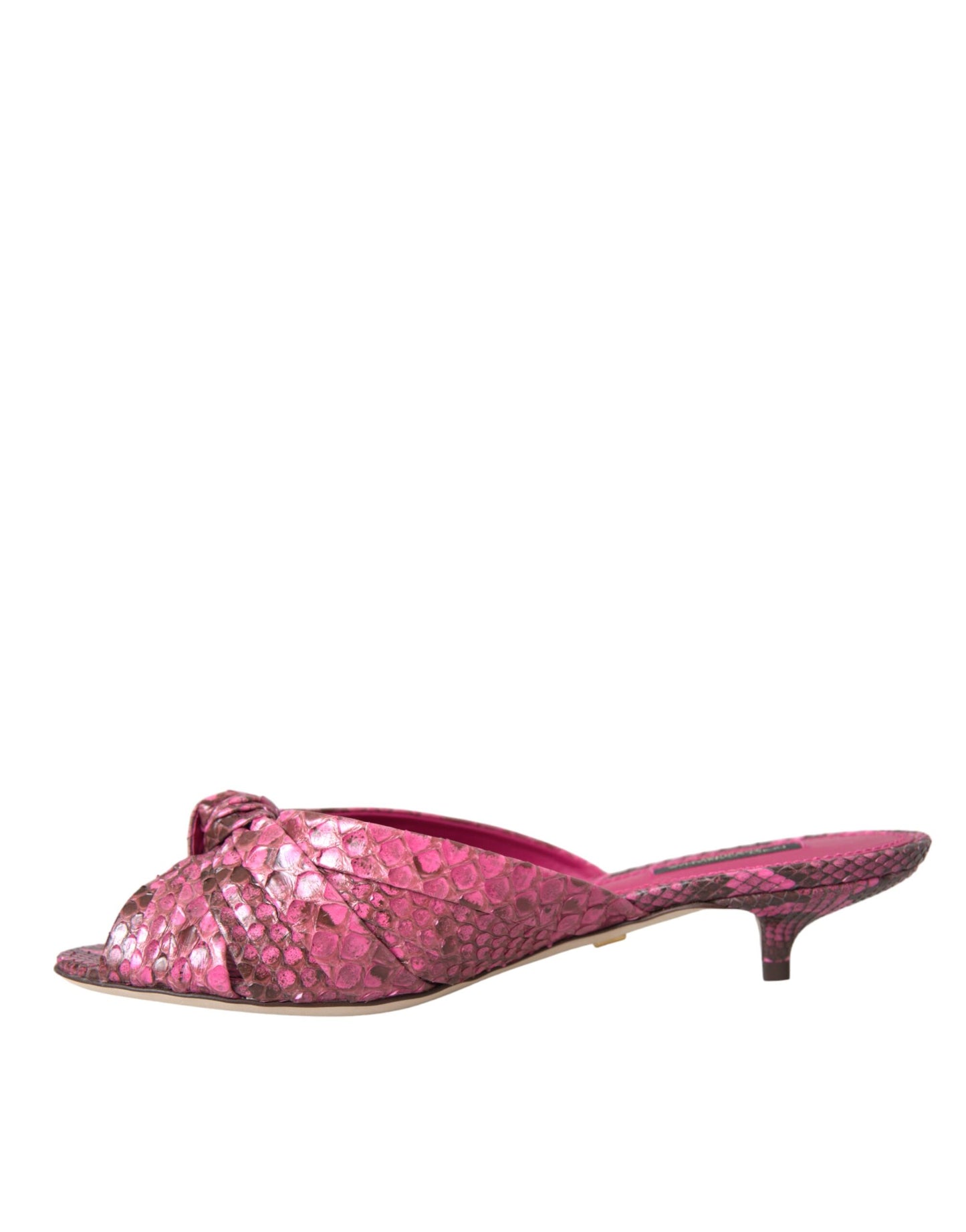Dolce & Gabbana Pink Eksotisk Læder Kitten Heels Slides
