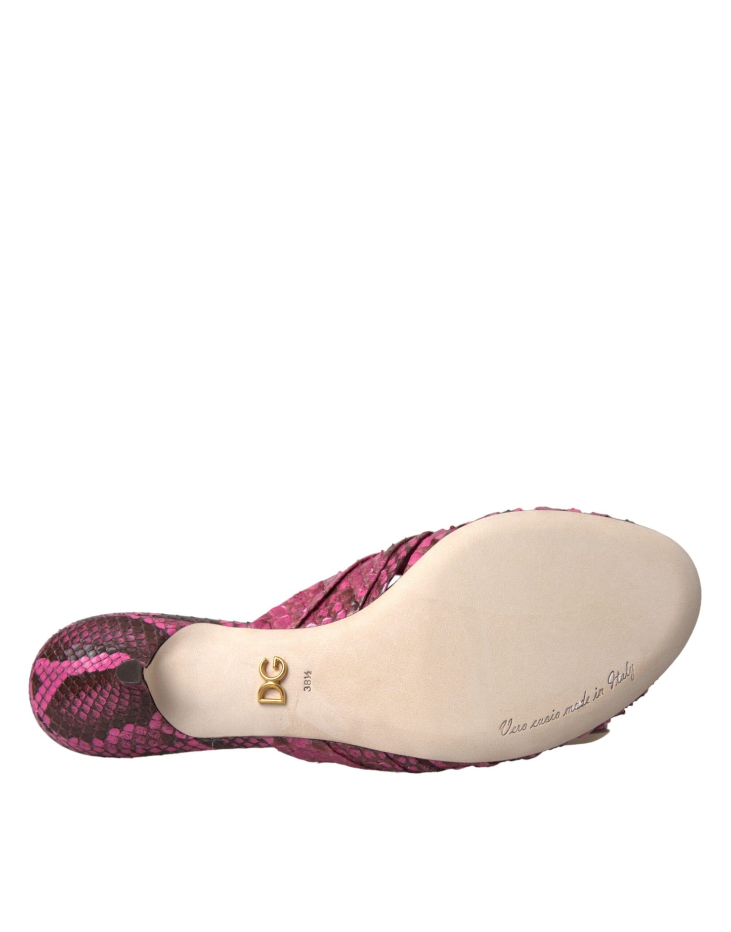 Dolce & Gabbana Pink Eksotisk Læder Kitten Heels Slides