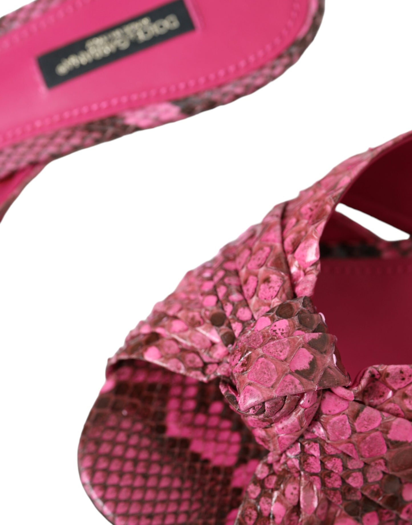 Dolce & Gabbana Pink Eksotisk Læder Kitten Heels Slides