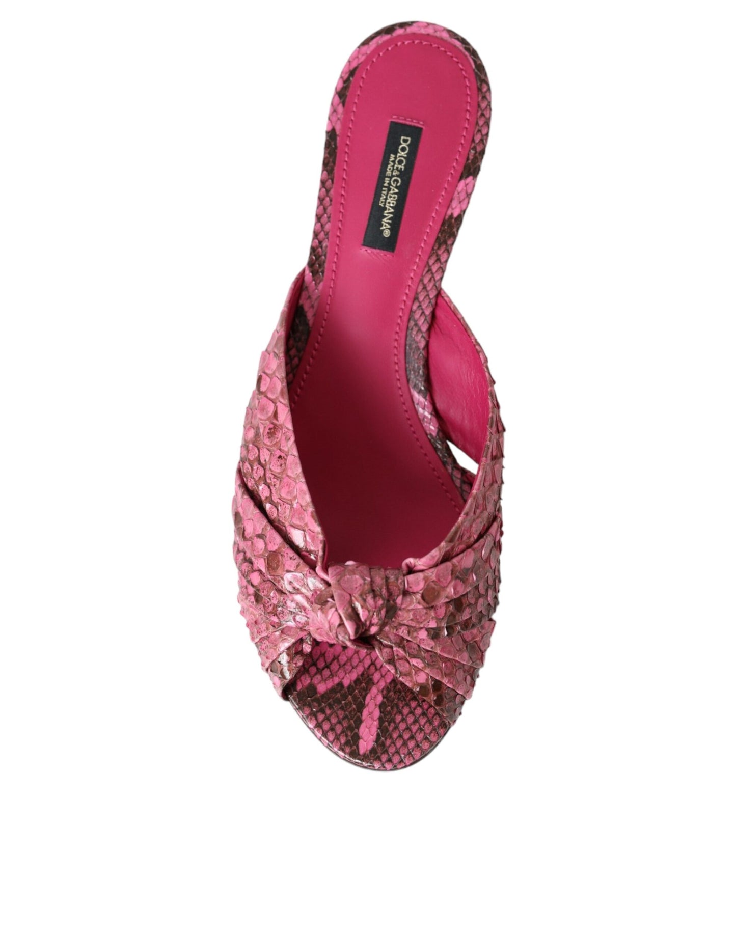 Dolce & Gabbana Pink Eksotisk Læder Kitten Heels Slides