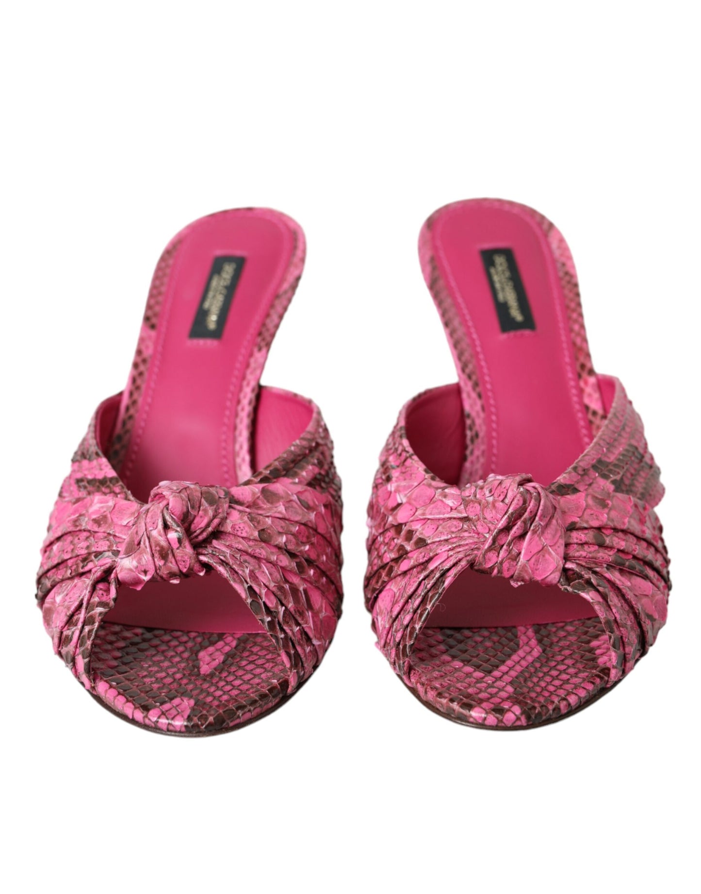 Dolce & Gabbana Pink Eksotisk Læder Kitten Heels Slides