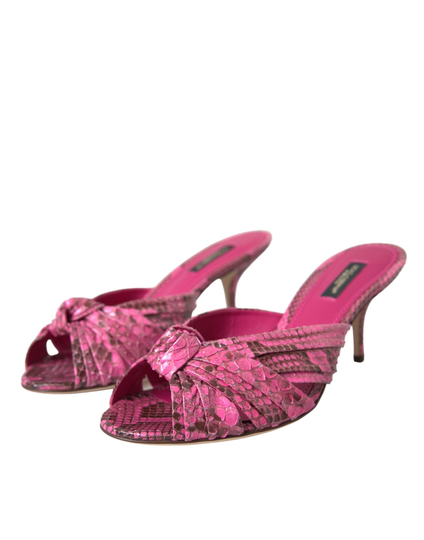 Dolce & Gabbana Pink Eksotisk Læder Kitten Heels Slides