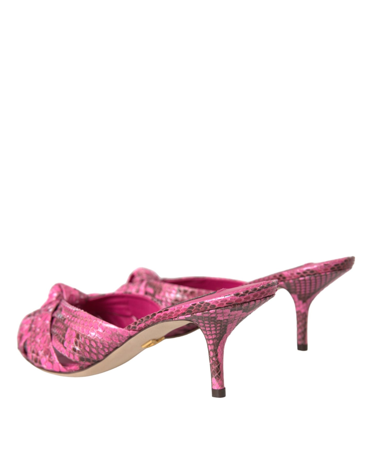 Dolce & Gabbana Pink Eksotisk Læder Kitten Heels Slides