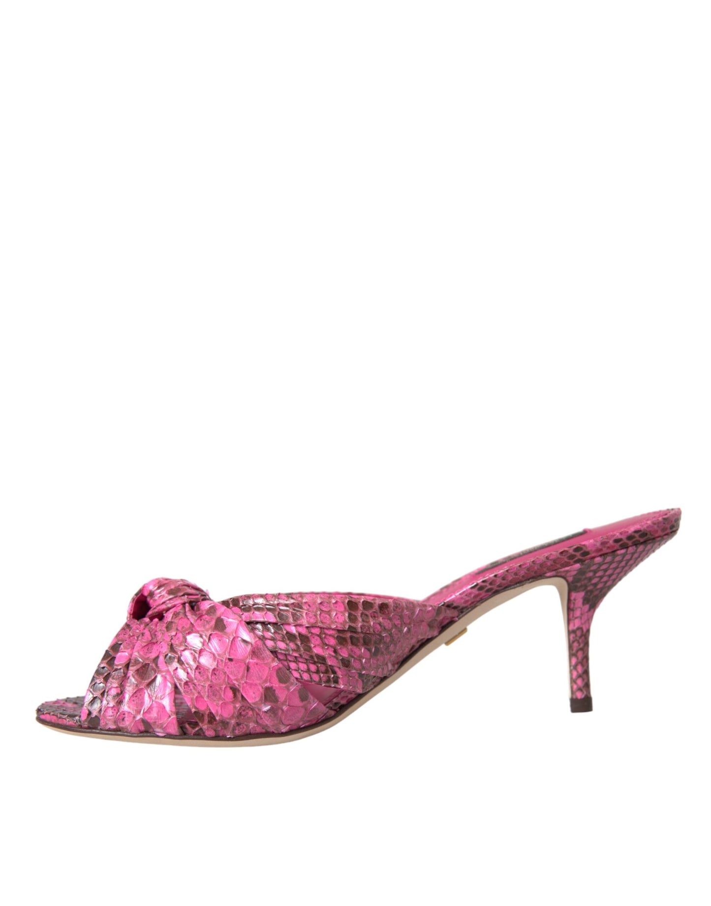 Dolce & Gabbana Pink Eksotisk Læder Kitten Heels Slides