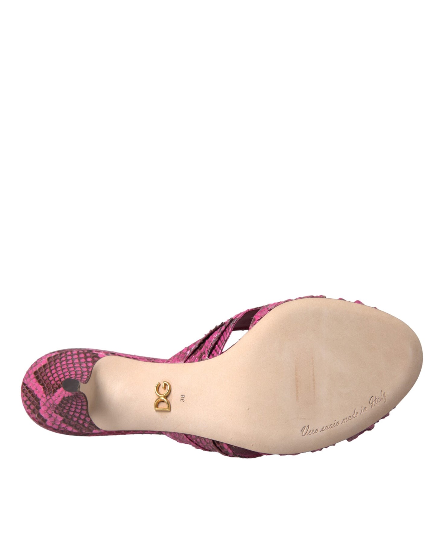 Dolce & Gabbana Pink Eksotisk Læder Kitten Heels Slides