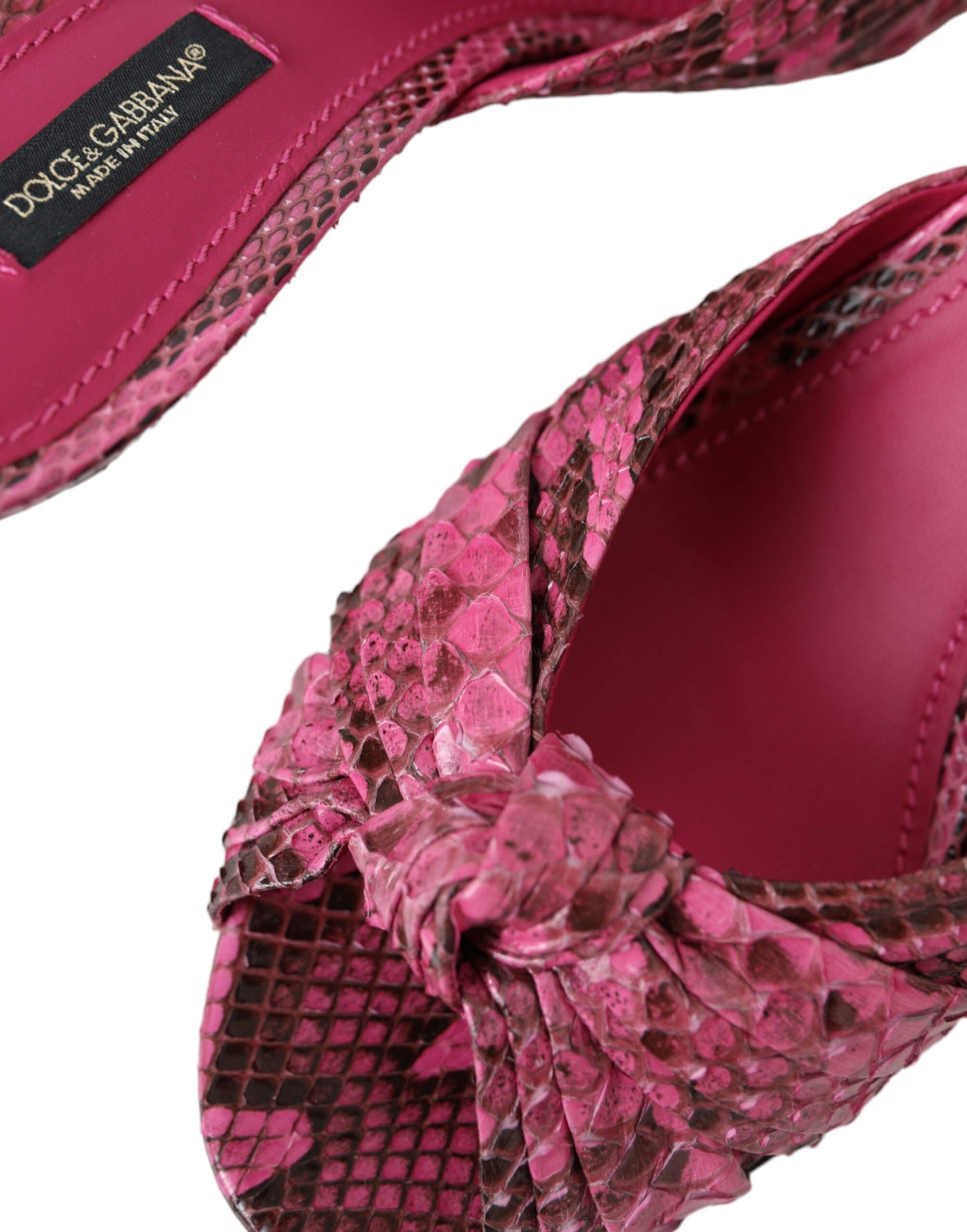 Dolce & Gabbana Pink Eksotisk Læder Kitten Heels Slides