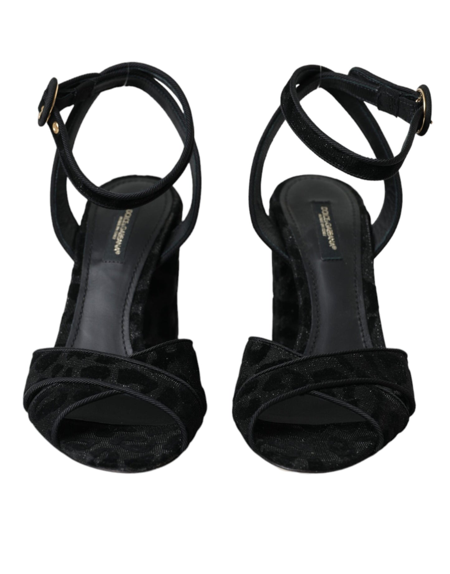 Dolce & Gabbana Sorte Leopard Ruskinds Sandaler Sko