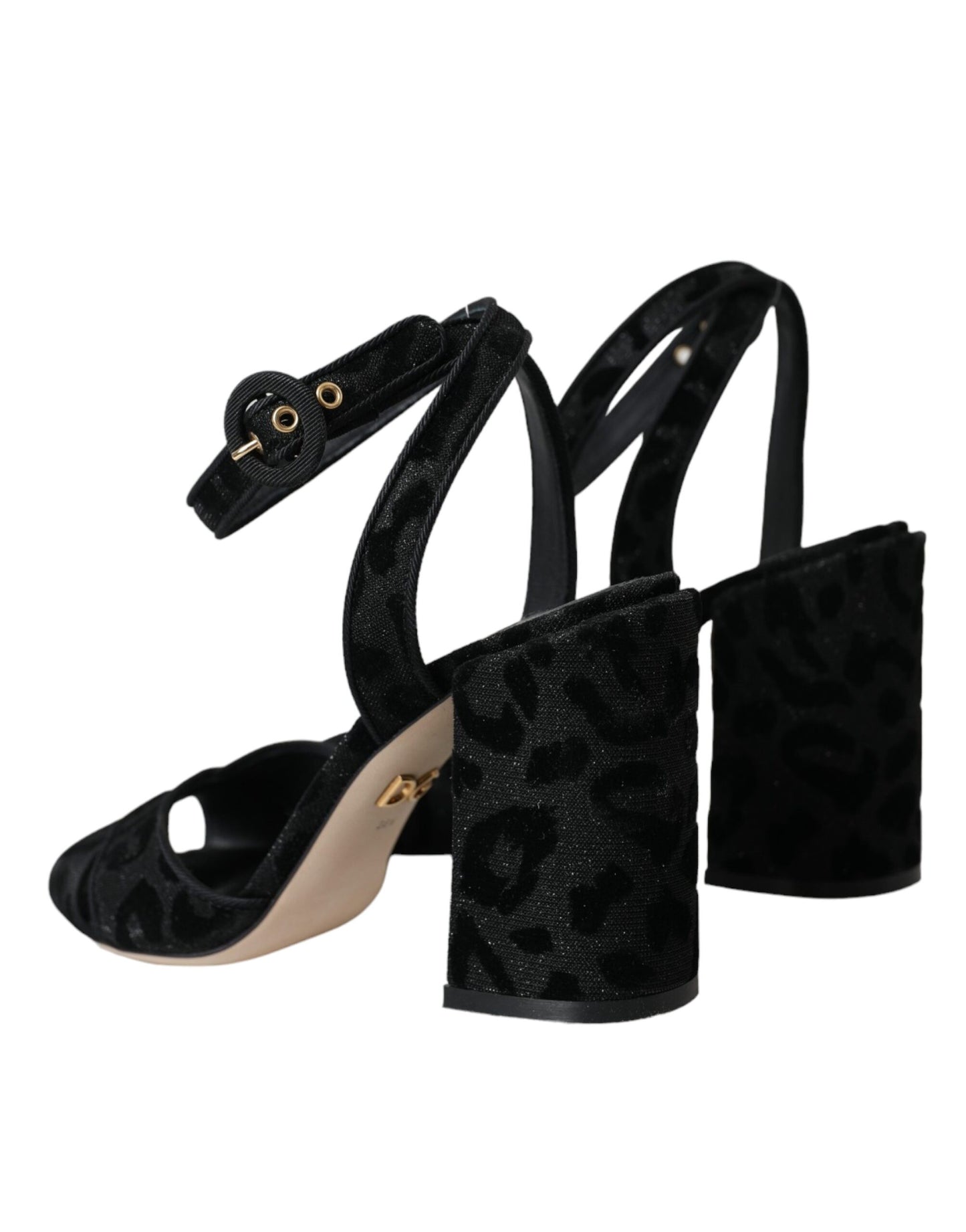 Dolce & Gabbana Sorte Leopard Ruskinds Sandaler Sko