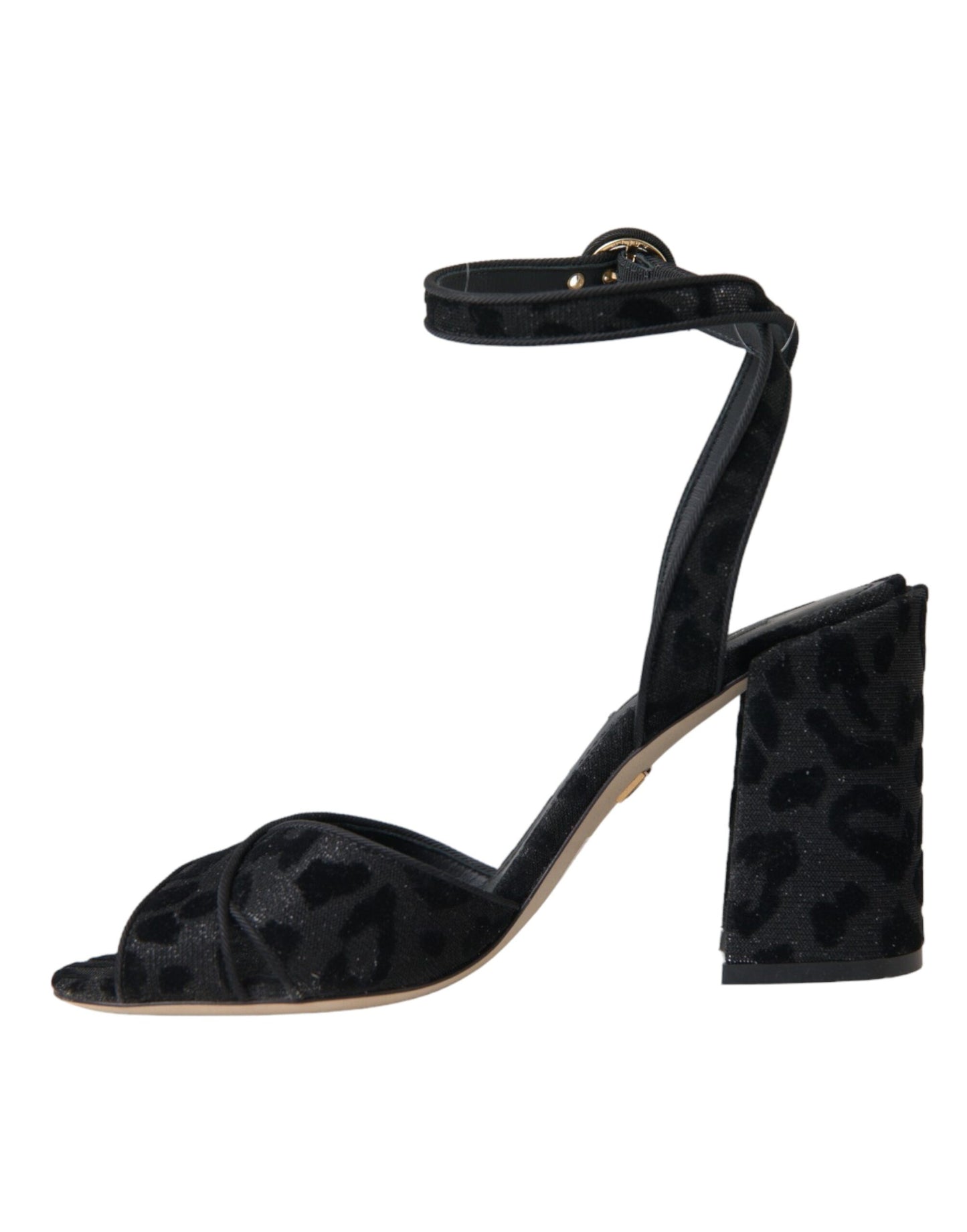 Dolce & Gabbana Sorte Leopard Ruskinds Sandaler Sko