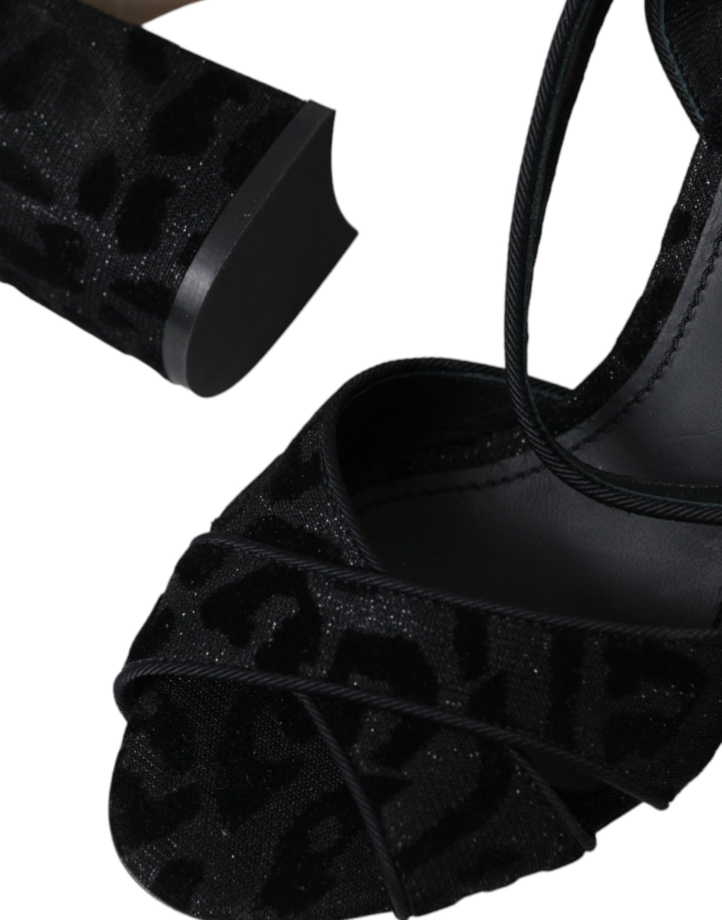 Dolce & Gabbana Sorte Leopard Ruskinds Sandaler Sko