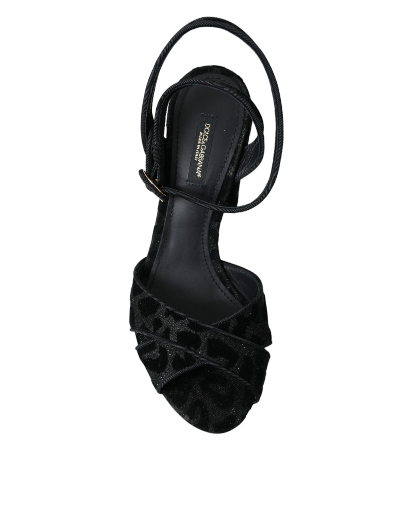 Dolce & Gabbana Sorte Leopard Ruskinds Sandaler Sko