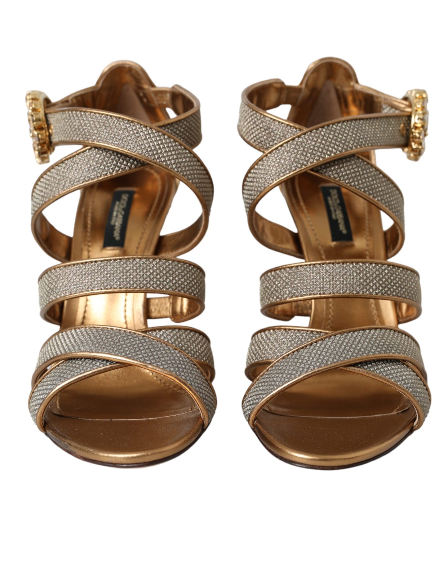Dolce & Gabbana Bronze Krystalrem Sandaler Sko