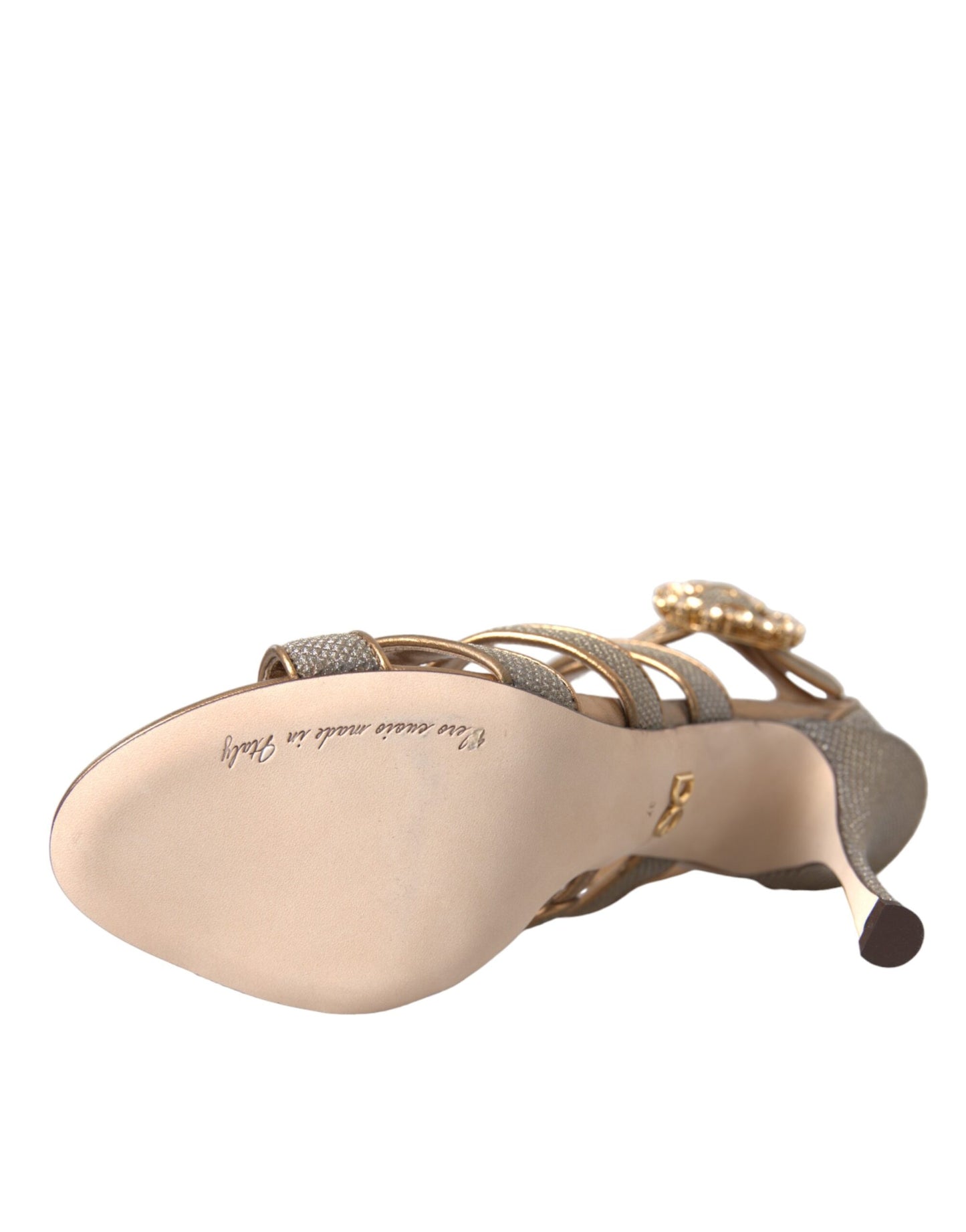 Dolce & Gabbana Bronze Krystalrem Sandaler Sko