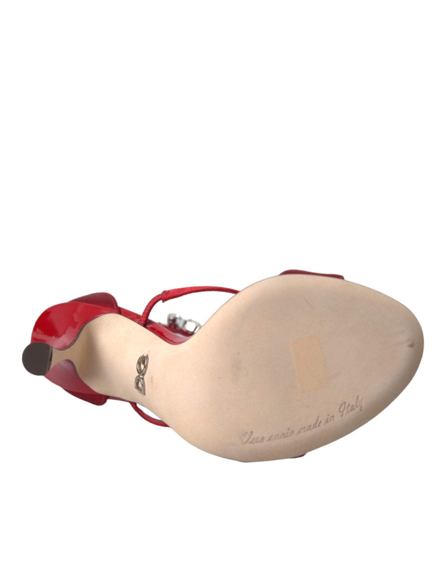 Dolce & Gabbana Røde Keira Satin Krystaller Sandaler Høje Hæle Sko