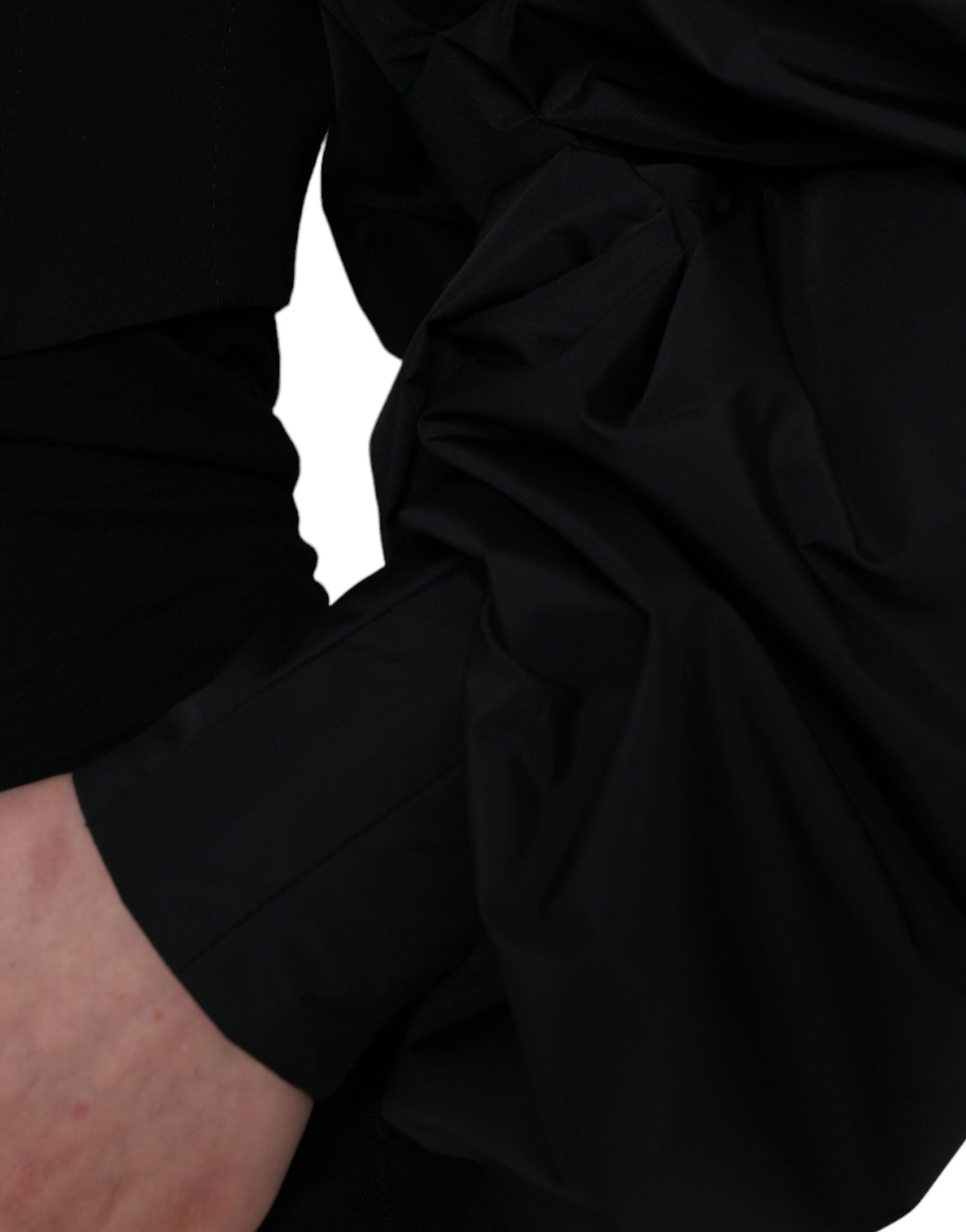 Dolce & Gabbana Sort Polyester Cropped Jakke med Pufærmer