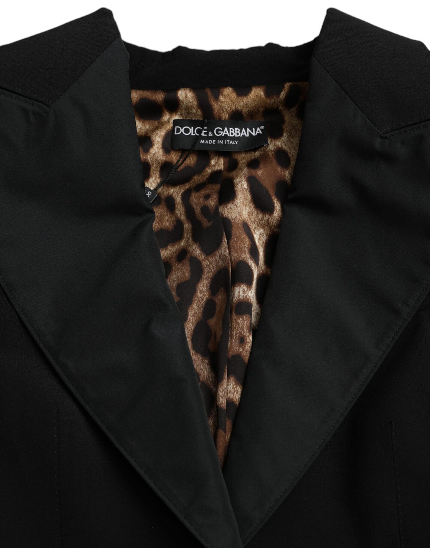 Dolce & Gabbana Sort Polyester Cropped Jakke med Pufærmer