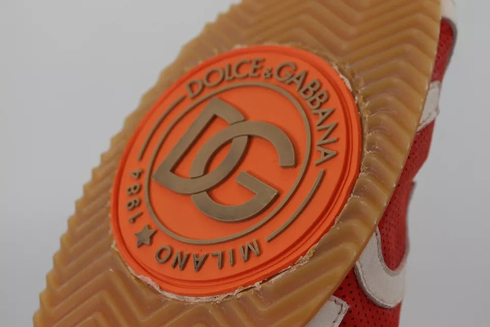 Dolce & Gabbana Røde Hvide Læder Herre Logo Casual Sneakers Sko