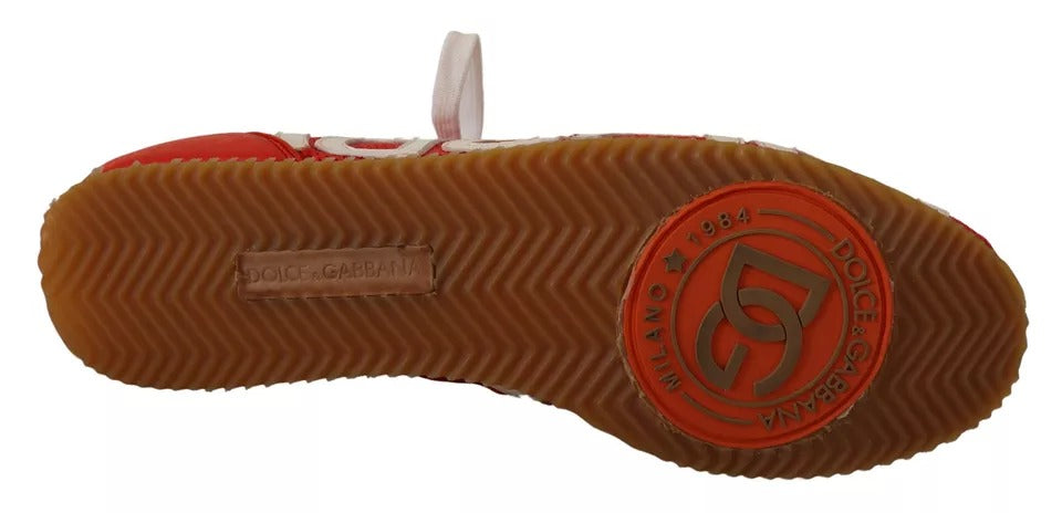 Dolce & Gabbana Røde Hvide Læder Herre Logo Casual Sneakers Sko