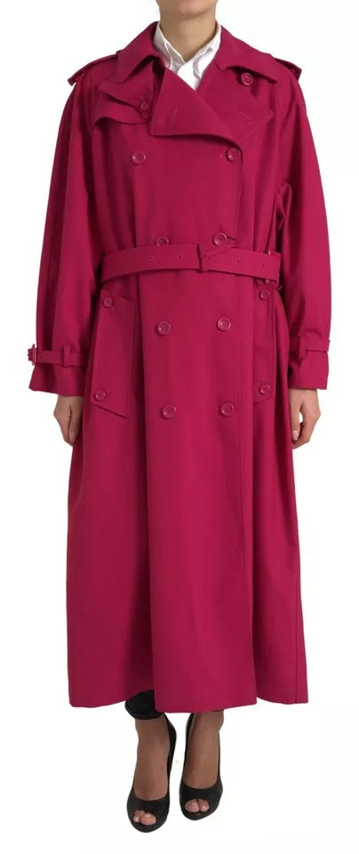 Dolce & Gabbana Mørkelyserød Dobbeltradet Trenchcoat Jakke