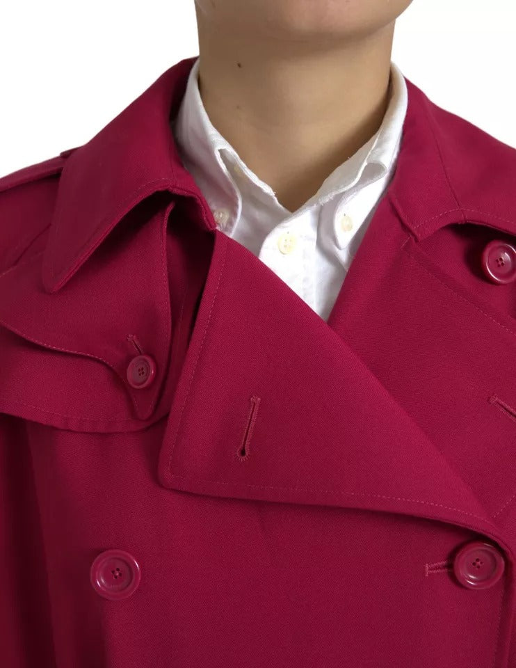 Dolce & Gabbana Mørkelyserød Dobbeltradet Trenchcoat Jakke