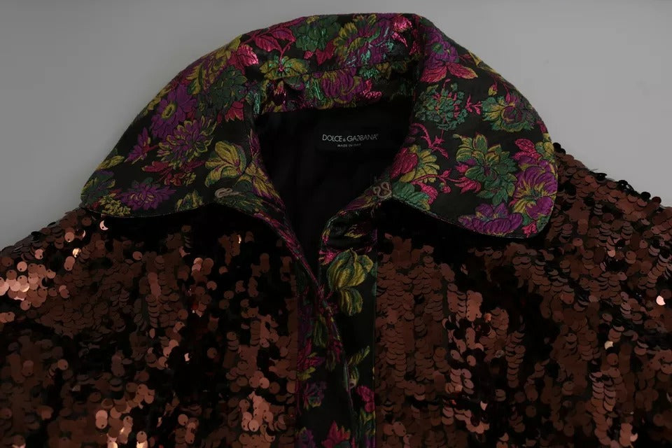 Dolce & Gabbana Flerfarvet Paillet Lang Frakke Jacquard Jakke