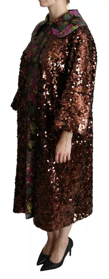 Dolce & Gabbana Flerfarvet Paillet Lang Frakke Jacquard Jakke
