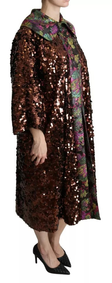 Dolce & Gabbana Flerfarvet Paillet Lang Frakke Jacquard Jakke