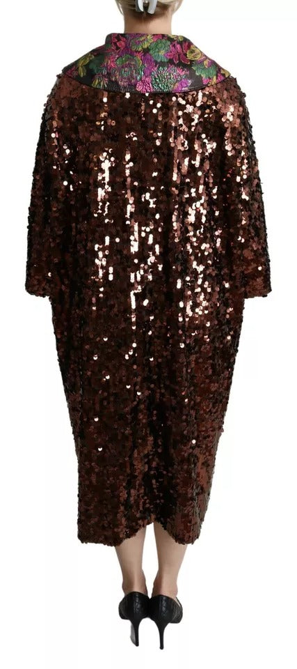 Dolce & Gabbana Flerfarvet Paillet Lang Frakke Jacquard Jakke