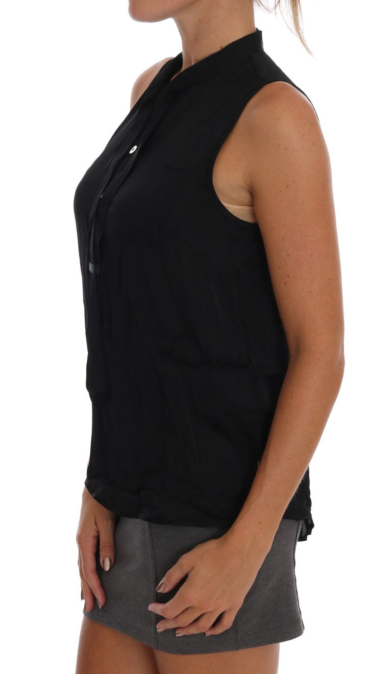 Versace Jeans Chic Ærmeløs Sort Skjortebluse