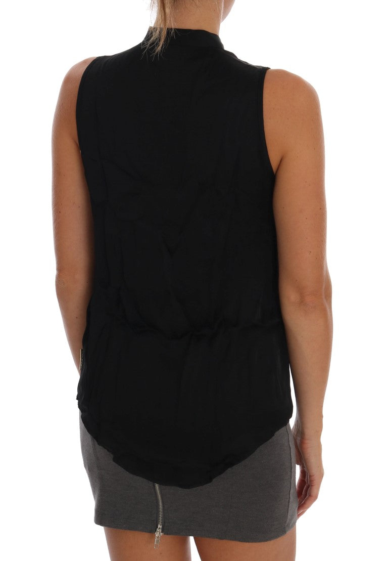 Versace Jeans Chic Ærmeløs Sort Skjortebluse