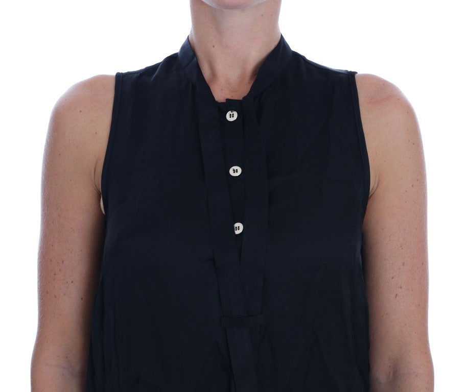 Versace Jeans Chic Ærmeløs Sort Skjortebluse