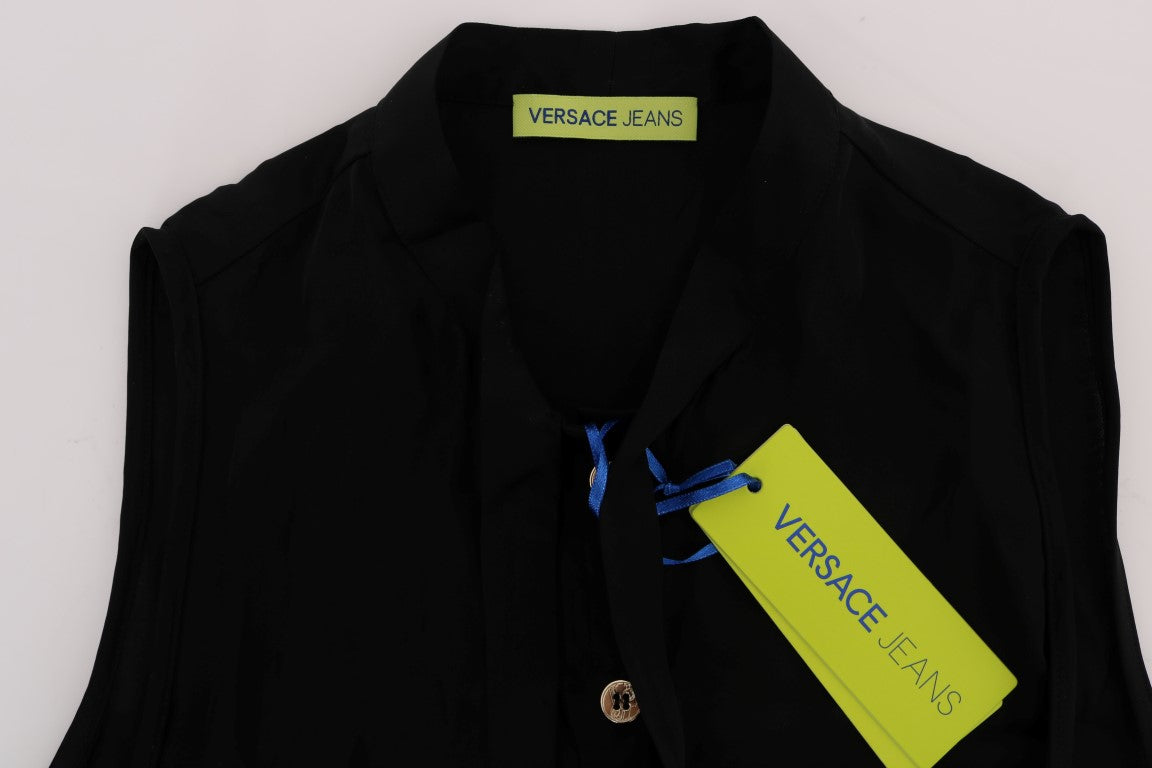 Versace Jeans Chic Ærmeløs Sort Skjortebluse