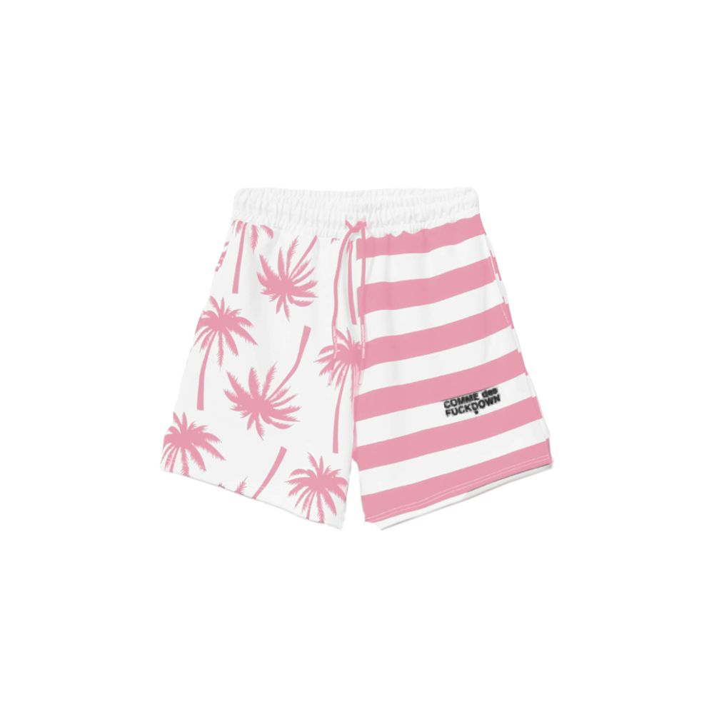 Comme Des Fuckdown Chic Lyserøde Stribede Shorts med Snøre