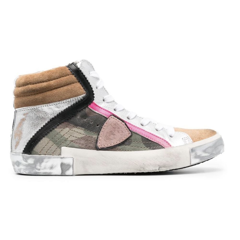 Philippe Model hærgrønne high-top sneakers med læderdetaljer
