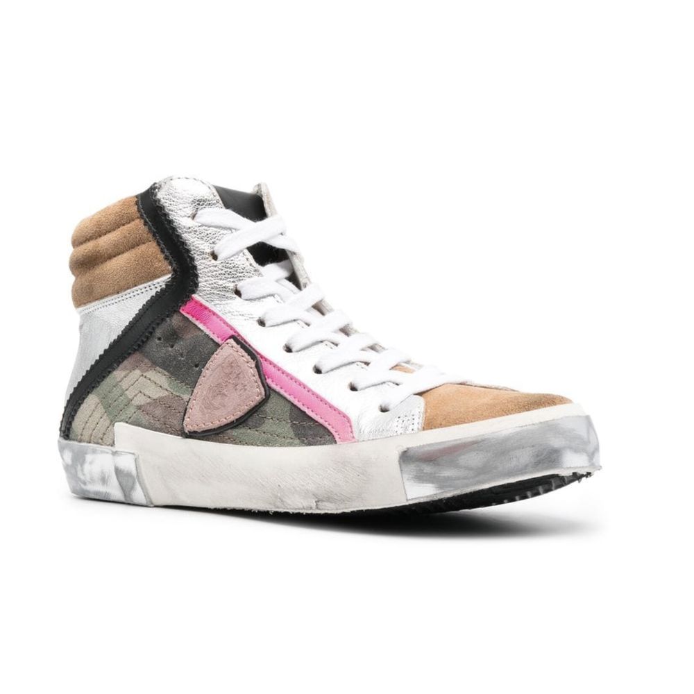 Philippe Model hærgrønne high-top sneakers med læderdetaljer